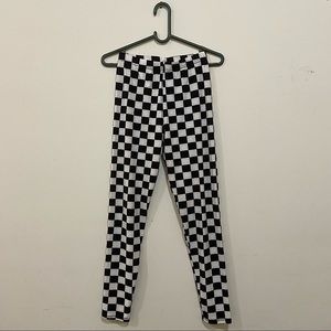 Black & White Checkered High Waist Full Leggings